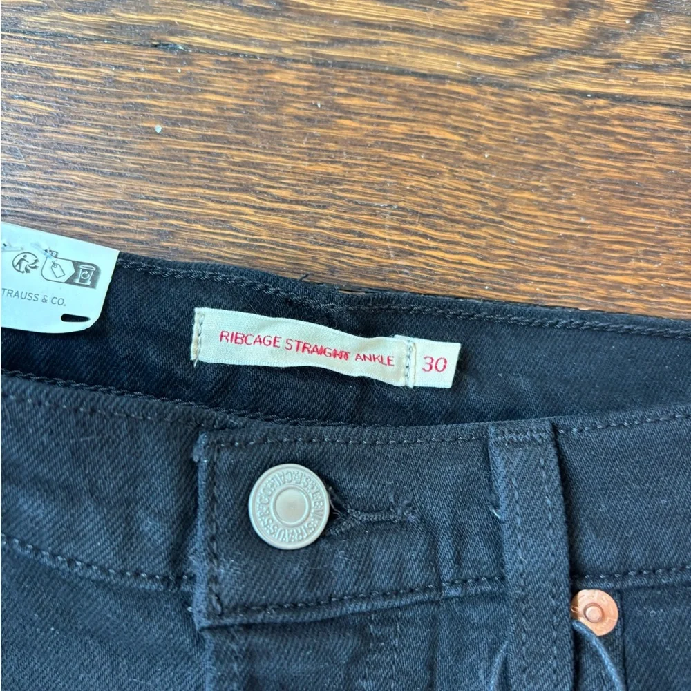 Levi's Black Ribcage Straight Jeans